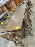 BROWN MAPLE HIGHTOP DINING TABLE W/ 10 BAR CHAIRS TURKISH COFFEE 36X108X36IN