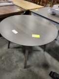 BROWN MAPLE MID CENTURY DINING TABLE ONLY SMOKE 42IN ROUND