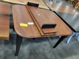 BROWN MAPLE/ELM DINING TABLE ONLY W/ 2 LEAVES ONYX/113MC 48X42IN