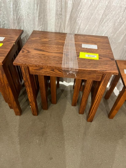 OAK MISSION SET OF 3 NESTING TABLES MICHAELS CHERRY 23X17X24 IN