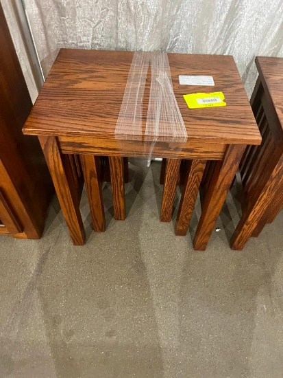 OAK MISSION SET OF 3 NESTING TABLES MICHAELS CHERRY 23X17X24 IN