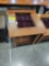 OAK GLASS TOP END TABLE VELVET INLAY 23X26X25