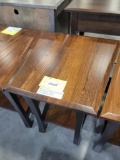 RUSTIC CHERRY WEDGE SIDE TABLE 22X22X16 ALMOND