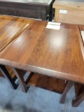 RUSTIC CHERRY WEDGE SIDE TABLE 22X22X16 ALMOND