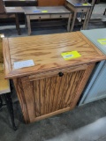 OAK TRASH CONTAINER 24X14X32 EARLY AMERICAN
