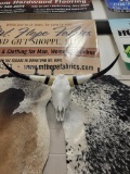 COW SKULL W BARNROPE AND LEATHER 43IN