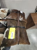 SET OF 3 COWHIDE PILLOWS BROWN AND WHITE