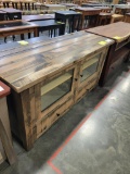 ROUGH SAWN MAPLE TV STAND 56X20X30 NATURAL W BLACK GLAZE