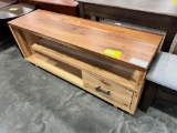 WALNUT AND HICKORY TV STAND 60X18X24 NATURAL