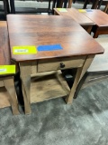 CHERRY AND MAPLE LAMP TABLE 22X22X27 TWO TONE