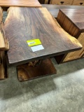 WALNUT AND ASPEN END TABLE 31X25X24 CLEAR
