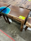 WALNUT END TABLE W EPOXY 24X16X25