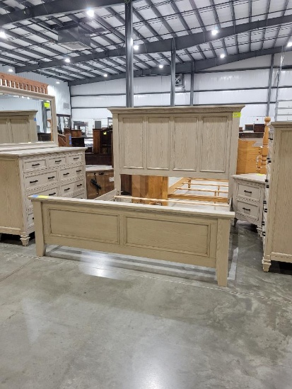 5 PC KING OAK BEDROOM SET GREAT GREY