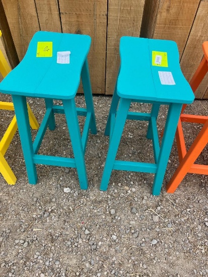 TURQUOISE POLY BAR STOOL