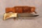 Lukus Custom Bowie with stag handle and leather sheath. 13 