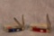 2 CASE XX KNIVES. 2018 FOLDING HUNTER RED PEARL, 2019 MINI TRAPPER KIRINITE