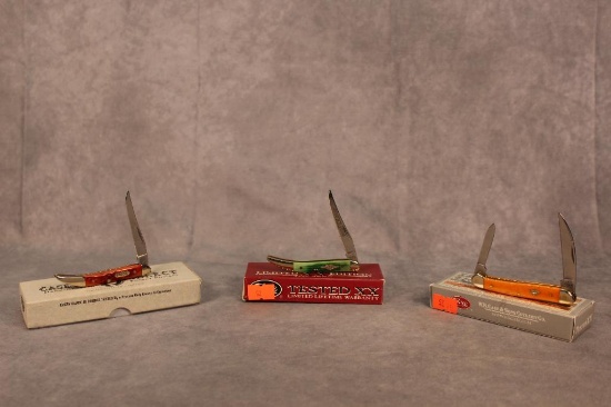 3 CASE XX KNIVES, 2011 TOOTHPICK, 2018 MINI COPPERHEAD, 1999 TINY TOOTHPICK