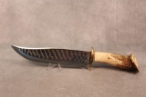 LARGE CUSTOM KNIFE. STAG HANDLE. MAKER UNKNOWN. 16