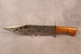 Custom Wood Handle Bowie Knife with Hand Forged Blade, 15