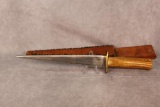 Armstrong-Blum dagger with stag handle and sheath 14.75