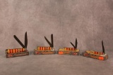 Four Case XX Candy Stripe Corelon Handle Knives with Damascus Blades