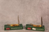 2- CASE XX TINY TOOTHPICKS. 2004 ANTIQUE BONE, 2007 BONE WITH DAMASCUS BLADE