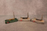 3- CASE XX TEXAS TOOTHPICKS. 2004 ANTIQUE BONE, 2014 GRAY BONE, 2014 NAVY BLUE