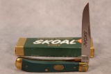 Schrade Single Blade Trapper Style Knife with 'Skoal' Blade Etch