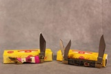 Two Kissing Crane knives, Happy Valetines & Abalone Stockman