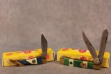 Two Kissing Crane knives, Two Blade Trapper & 
