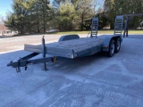 16 Ft Heavy Duty Tandem Axle Equipment Trailer Good Condition Vin# 1R9BP1621AT522041 W/Ramps & Light