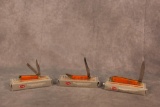 3- 2018 CASE XX PERSIMMON ORANGE. TONY BOSE TEARDROP, TINY TOOTHPICK, TINY TRAPPER