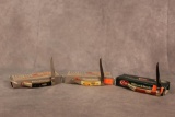 3- CASE XX TOOTHPICKS. 2014 610096, 2001 EBONY SWIRL, 2014 BRNT CREAM WITH DAMASCUS BLADE