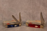 2 CASE XX KNIVES. 2018 FOLDING HUNTER RED PEARL, 2019 MINI TRAPPER KIRINITE