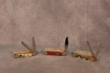 3- CASE XX KNIVES. 2 TRAPPERS AND ONE CUSTOM COPPERLOCK