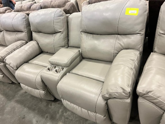 RECLINING LOVE TOP GRAIN LEATHER CABOT BISON GRAY
