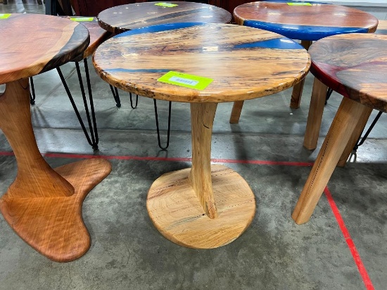 ROUND MAPLE AND EPOXY END TABLE 24X24 IN