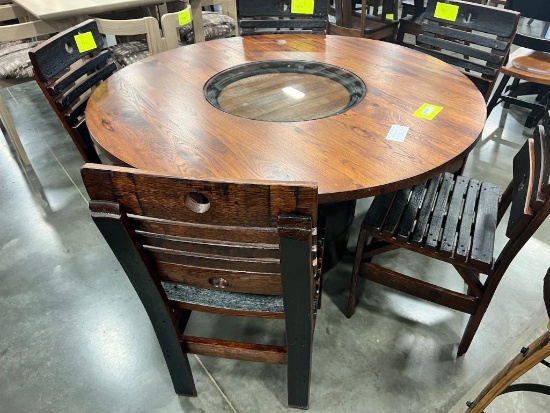 QSWO BARREL TABLE W 5 SIDE CHAIRS 56 IN ROUND