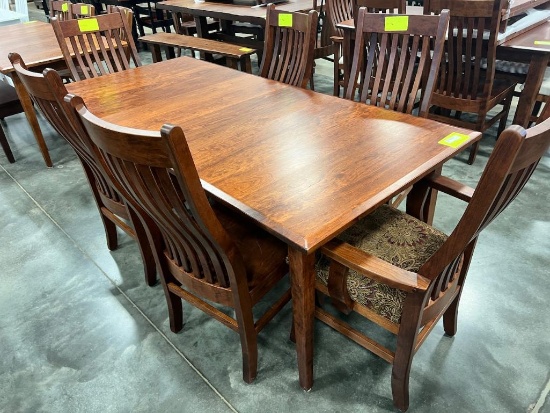 CHERRY DINING TABLE W 2 ARM CHAIRS, 4 SIDE, 2 LEAVES 36X54 IN