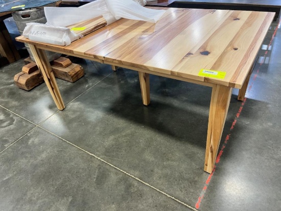 RUSTIC HICKORY DINING TABLE ONLY W ONE 18 IN LEAF 67X42 IN