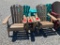 TAN POLY ADIRONDACK CHAIR SET OF 3; 1 END TABLE, 2 CHAIRS