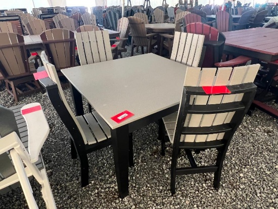 BLACK/GREY POLY TABLE W/4 CHAIRS
