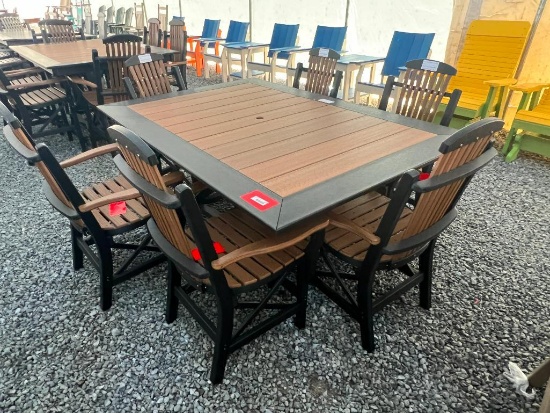 BROWN/BLACK POLY TABLE SET W/6 CHAIRS