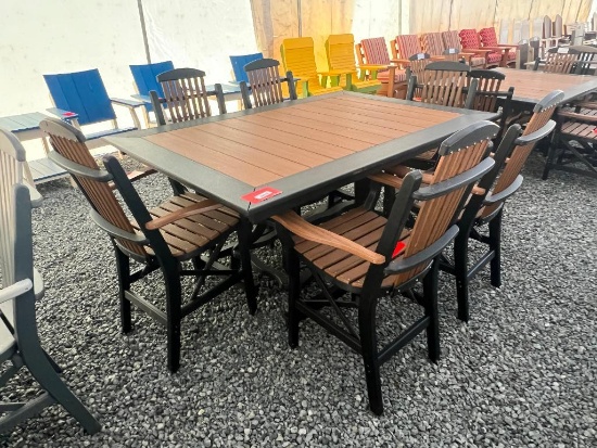 BROWN/BLACK POLY TABLE SET W/6 CHAIRS