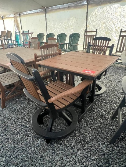 BROWN/BLACK POLY TABLE SET W/2 SWIVEL CHAIRS