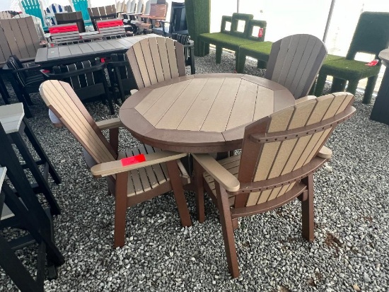 2 TONE BROWN POLY TABLE SET W/4 CHAIRS