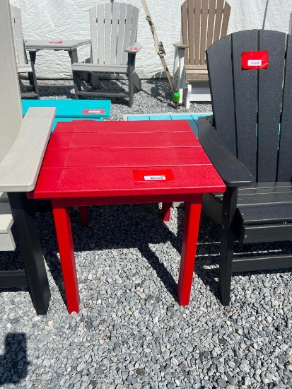 RED POLY END TABLE