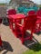 TABLE & 2 RED ADIRONDACK CHAIR SET OF 3