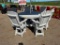 GREY ROUND TABLE W6 SWIVEL CHAIRS NO UMBRELLA