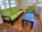 BL POLY/GREEN CUSHION 3 PC SET COUCH & ROCKING SWIVEL CHAIR & COFFEE TABLE